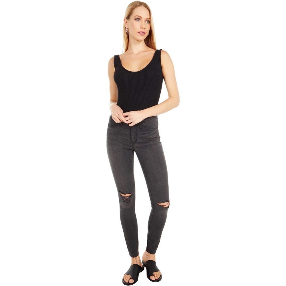 Madewell 9'' Mid-Rise Skinny Jeans in Black Sea
